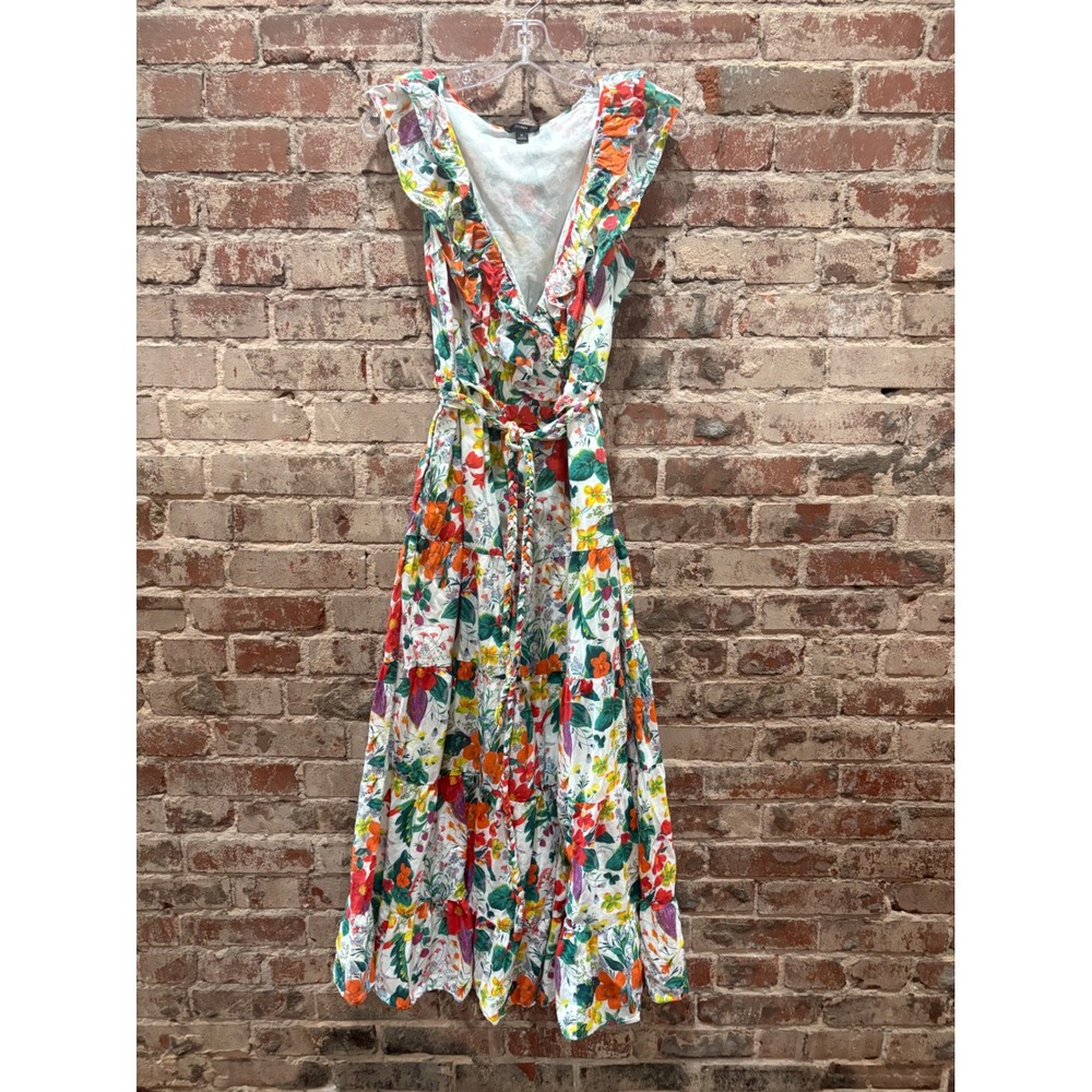 J.Crew Ratti Island Botanical Ruffle Front Maxi Dress Floral Size 6 AK625 - Picture 3 of 8